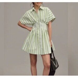 Anthropologie Rhea Mini Shirt Dress Womens 2X Striped Midi Vintage Charming